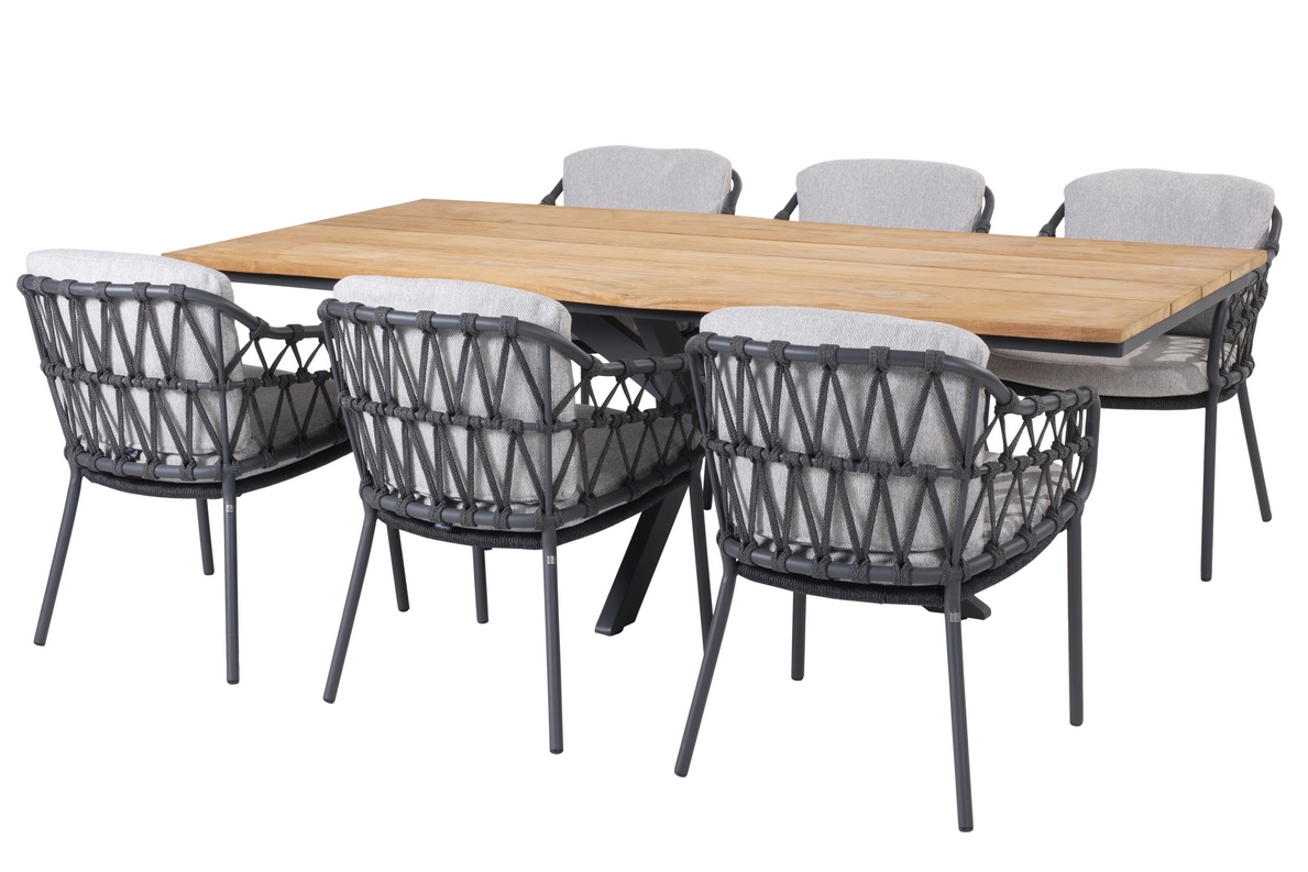 4 Seasons Outdoor Tuintafel Minerva HPL Teak Patroon